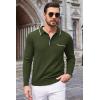 imageCOOFANDY Mens Knit Polo Long Sleeve Collared Sweater Polo Business Casual Polos with PocketArmy Green