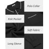 imageCOOFANDY Mens Knit Polo Long Sleeve Collared Sweater Polo Business Casual Polos with PocketBlack