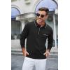 imageCOOFANDY Mens Knit Polo Long Sleeve Collared Sweater Polo Business Casual Polos with PocketBlack