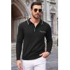 imageCOOFANDY Mens Knit Polo Long Sleeve Collared Sweater Polo Business Casual Polos with PocketBlack