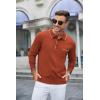 imageCOOFANDY Mens Knit Polo Long Sleeve Collared Sweater Polo Business Casual Polos with PocketBrown