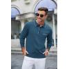 imageCOOFANDY Mens Knit Polo Long Sleeve Collared Sweater Polo Business Casual Polos with PocketDark Blue