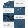 imageCOOFANDY Mens Knit Polo Long Sleeve Collared Sweater Polo Business Casual Polos with PocketDark Blue
