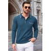 imageCOOFANDY Mens Knit Polo Long Sleeve Collared Sweater Polo Business Casual Polos with PocketDark Blue