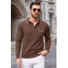 imageCOOFANDY Mens Knit Polo Long Sleeve Collared Sweater Polo Business Casual Polos with PocketDark Brown