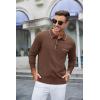 imageCOOFANDY Mens Knit Polo Long Sleeve Collared Sweater Polo Business Casual Polos with PocketDark Brown