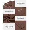 imageCOOFANDY Mens Knit Polo Long Sleeve Collared Sweater Polo Business Casual Polos with PocketDark Brown