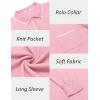 imageCOOFANDY Mens Knit Polo Long Sleeve Collared Sweater Polo Business Casual Polos with PocketDark Pink