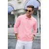 imageCOOFANDY Mens Knit Polo Long Sleeve Collared Sweater Polo Business Casual Polos with PocketDark Pink