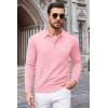 imageCOOFANDY Mens Knit Polo Long Sleeve Collared Sweater Polo Business Casual Polos with PocketDark Pink