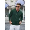 imageCOOFANDY Mens Knit Polo Long Sleeve Collared Sweater Polo Business Casual Polos with PocketGreen