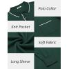 imageCOOFANDY Mens Knit Polo Long Sleeve Collared Sweater Polo Business Casual Polos with PocketGreen