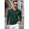 imageCOOFANDY Mens Knit Polo Long Sleeve Collared Sweater Polo Business Casual Polos with PocketGreen