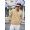 imageCOOFANDY Mens Knit Polo Long Sleeve Collared Sweater Polo Business Casual Polos with PocketKhaki