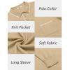 imageCOOFANDY Mens Knit Polo Long Sleeve Collared Sweater Polo Business Casual Polos with PocketKhaki