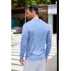 imageCOOFANDY Mens Knit Polo Long Sleeve Collared Sweater Polo Business Casual Polos with PocketLight Blue