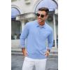 imageCOOFANDY Mens Knit Polo Long Sleeve Collared Sweater Polo Business Casual Polos with PocketLight Blue