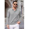 imageCOOFANDY Mens Knit Polo Long Sleeve Collared Sweater Polo Business Casual Polos with PocketLight Gray