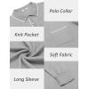 imageCOOFANDY Mens Knit Polo Long Sleeve Collared Sweater Polo Business Casual Polos with PocketLight Gray