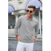 imageCOOFANDY Mens Knit Polo Long Sleeve Collared Sweater Polo Business Casual Polos with PocketLight Gray