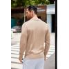 imageCOOFANDY Mens Knit Polo Long Sleeve Collared Sweater Polo Business Casual Polos with PocketLight Khaki