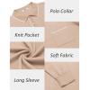 imageCOOFANDY Mens Knit Polo Long Sleeve Collared Sweater Polo Business Casual Polos with PocketLight Khaki