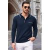 imageCOOFANDY Mens Knit Polo Long Sleeve Collared Sweater Polo Business Casual Polos with PocketNavy Blue