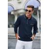 imageCOOFANDY Mens Knit Polo Long Sleeve Collared Sweater Polo Business Casual Polos with PocketNavy Blue