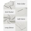 imageCOOFANDY Mens Knit Polo Long Sleeve Collared Sweater Polo Business Casual Polos with PocketWhite