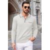 imageCOOFANDY Mens Knit Polo Long Sleeve Collared Sweater Polo Business Casual Polos with PocketWhite