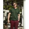 imageCOOFANDY Mens Knit Polo Shirts Short Sleeve Ribbed Knitted Shirt Summer Lightweight Casual Golf ShirtsArmy Green