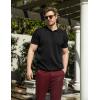 imageCOOFANDY Mens Knit Polo Shirts Short Sleeve Ribbed Knitted Shirt Summer Lightweight Casual Golf ShirtsBlack