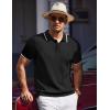 imageCOOFANDY Mens Knit Polo Shirts Short Sleeve Ribbed Knitted Shirt Summer Lightweight Casual Golf ShirtsBlackwhite