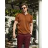 imageCOOFANDY Mens Knit Polo Shirts Short Sleeve Ribbed Knitted Shirt Summer Lightweight Casual Golf ShirtsBrown