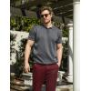imageCOOFANDY Mens Knit Polo Shirts Short Sleeve Ribbed Knitted Shirt Summer Lightweight Casual Golf ShirtsDark Grey