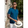 imageCOOFANDY Mens Knit Polo Shirts Short Sleeve Ribbed Knitted Shirt Summer Lightweight Casual Golf ShirtsDeep Blue