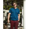 imageCOOFANDY Mens Knit Polo Shirts Short Sleeve Ribbed Knitted Shirt Summer Lightweight Casual Golf ShirtsDeep Blue