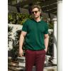 imageCOOFANDY Mens Knit Polo Shirts Short Sleeve Ribbed Knitted Shirt Summer Lightweight Casual Golf ShirtsDeep Green
