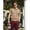 imageCOOFANDY Mens Knit Polo Shirts Short Sleeve Ribbed Knitted Shirt Summer Lightweight Casual Golf ShirtsKhaki
