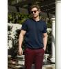 imageCOOFANDY Mens Knit Polo Shirts Short Sleeve Ribbed Knitted Shirt Summer Lightweight Casual Golf ShirtsNavy Blue
