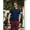 imageCOOFANDY Mens Knit Polo Shirts Short Sleeve Ribbed Knitted Shirt Summer Lightweight Casual Golf ShirtsNavy Bluewhite