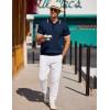 imageCOOFANDY Mens Knit Polo Shirts Short Sleeve Ribbed Knitted Shirt Summer Lightweight Casual Golf ShirtsNavy Bluewhite