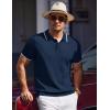 imageCOOFANDY Mens Knit Polo Shirts Short Sleeve Ribbed Knitted Shirt Summer Lightweight Casual Golf ShirtsNavy Bluewhite