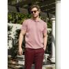 imageCOOFANDY Mens Knit Polo Shirts Short Sleeve Ribbed Knitted Shirt Summer Lightweight Casual Golf ShirtsPink