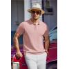 imageCOOFANDY Mens Knit Polo Shirts Short Sleeve Ribbed Knitted Shirt Summer Lightweight Casual Golf ShirtsPink