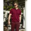 imageCOOFANDY Mens Knit Polo Shirts Short Sleeve Ribbed Knitted Shirt Summer Lightweight Casual Golf ShirtsWine Red