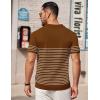 imageCOOFANDY Mens Knit Polo Shirts Short Sleeve Striped Golf Polo Shirts Lightweight Casual Collared T ShirtCaramel White Stripes