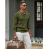 imageCOOFANDY Mens Knit Polo Sweater Casual Long Sleeve Polo Sweater Lightweight Button Down Golf Pullover SweatersArmy Green