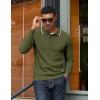 imageCOOFANDY Mens Knit Polo Sweater Casual Long Sleeve Polo Sweater Lightweight Button Down Golf Pullover SweatersArmy Green