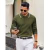 imageCOOFANDY Mens Knit Polo Sweater Casual Long Sleeve Polo Sweater Lightweight Button Down Golf Pullover SweatersArmy Green